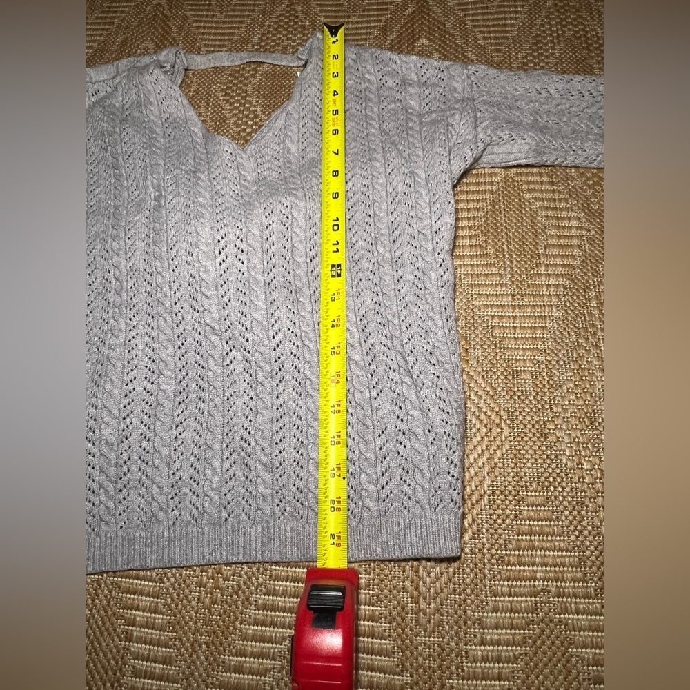 Jodifl Women's Light Gray Knit Sweater, Criss Cross Knot Back, Size S - Picture 6 of 9
